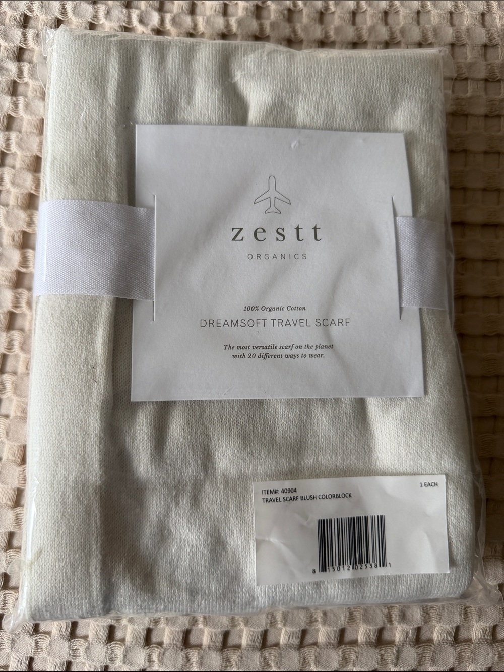 Zestt Dreamsoft  Travel Scarf - Cream & blush colorblock